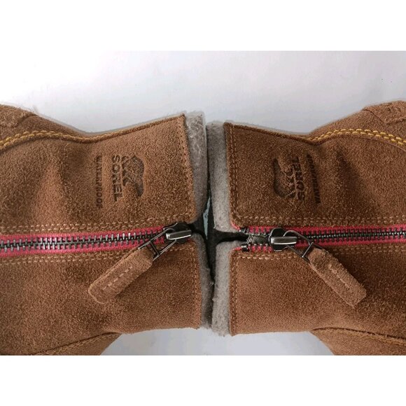 Sorel Meadow Women’s sz 8.5 Tan Brown Zip Waterproof Suede Boots NL2189 287 - Picture 8 of 14